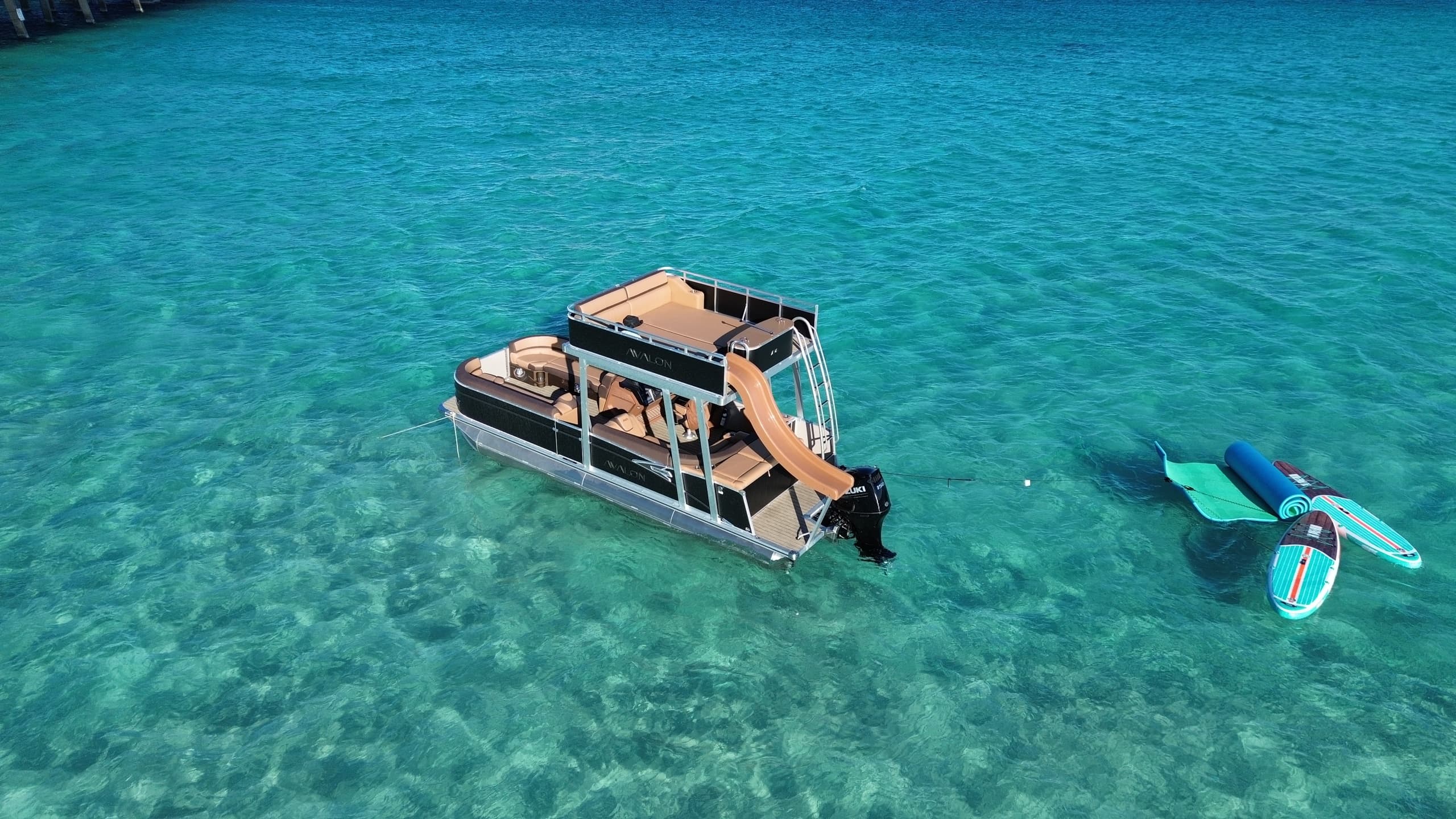 Private Crab Island Luxury Slide Pontoon Charter