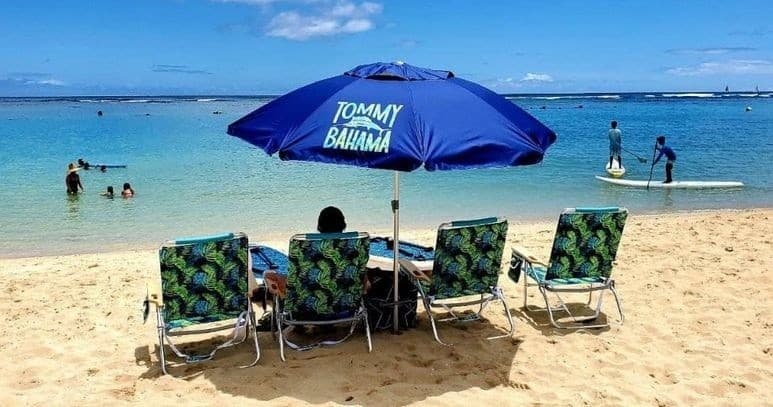 Umbrella & Two Beach Chairs