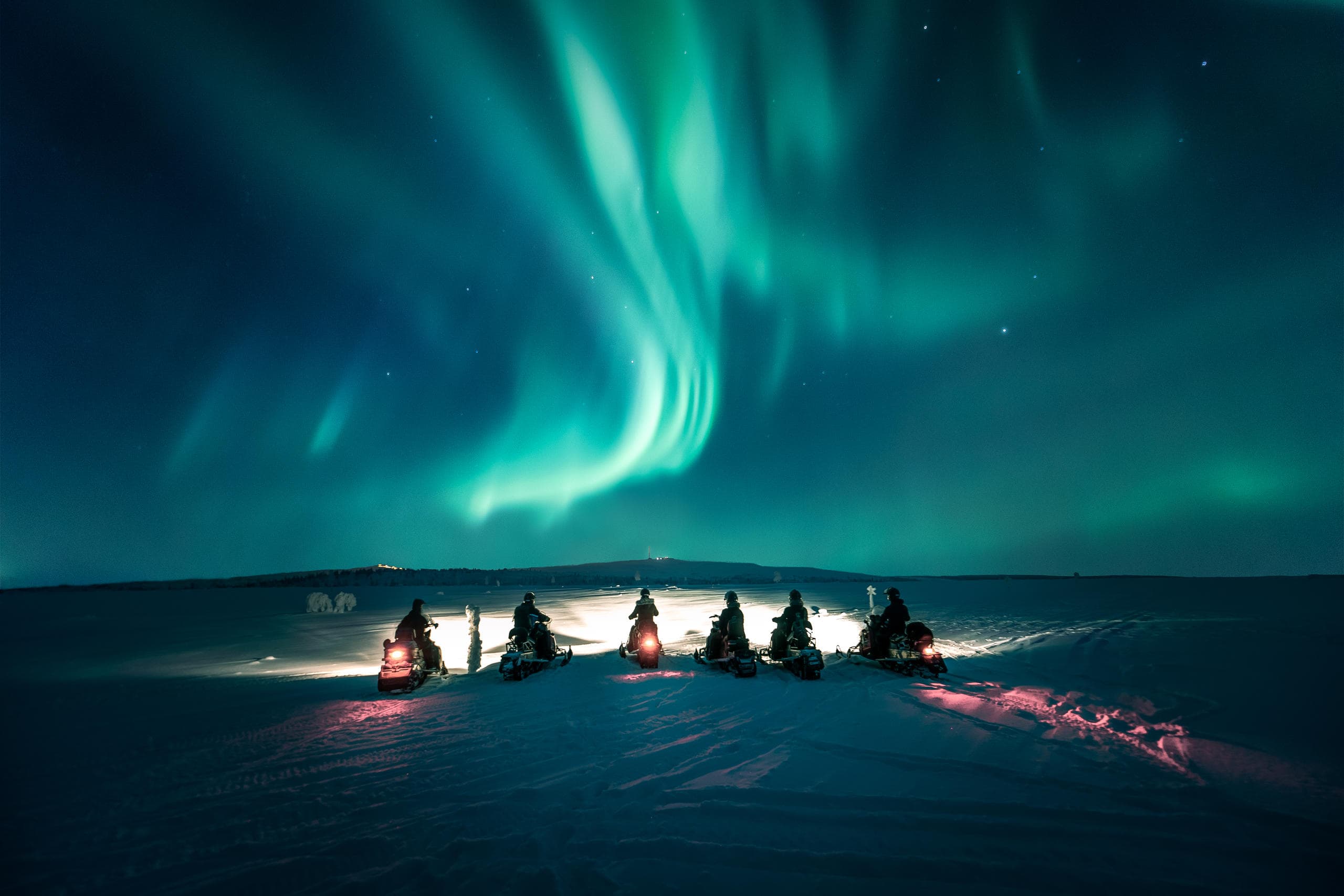 Nighttime Snowmobile safari