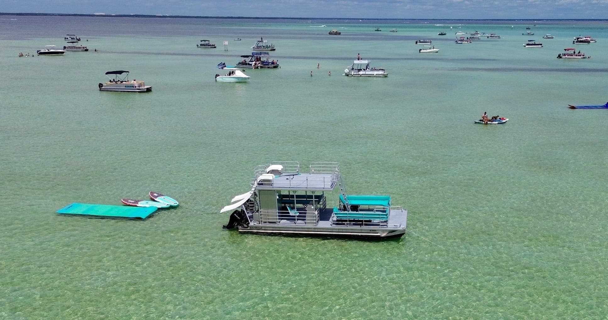 Private Crab Island Double Slide Pontoon w/Restroom