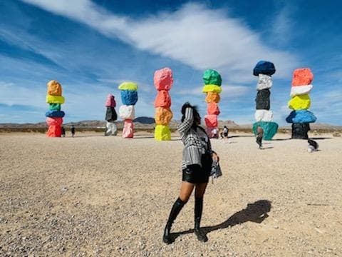 California Mojave Desert Seven Magic Mountains and Las Vegas Sign tour