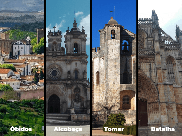 From Lisboa to Coimbra, with stops in Óbidos, Alcobaça, Batalha, and Tomar