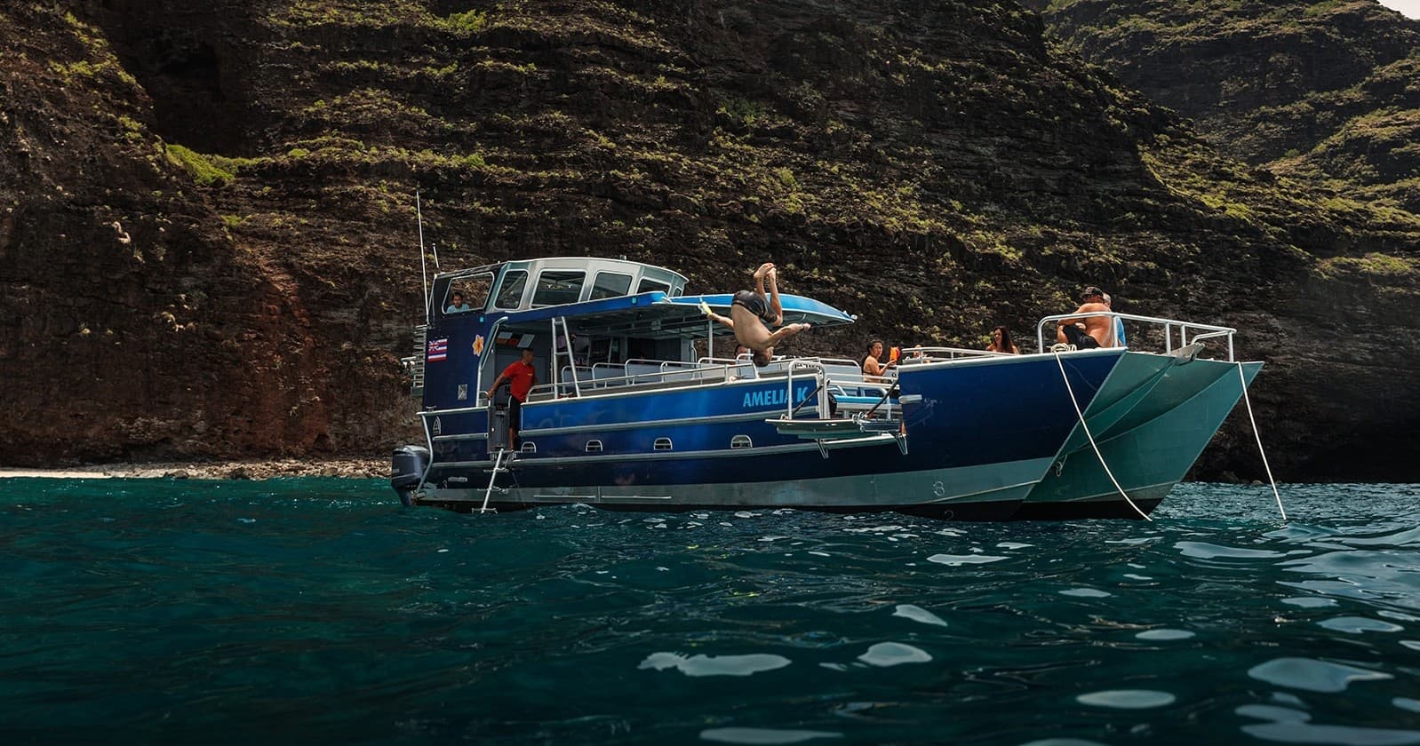 Na Pali Coast - Group Tour - on the Amelia K from Port Allen