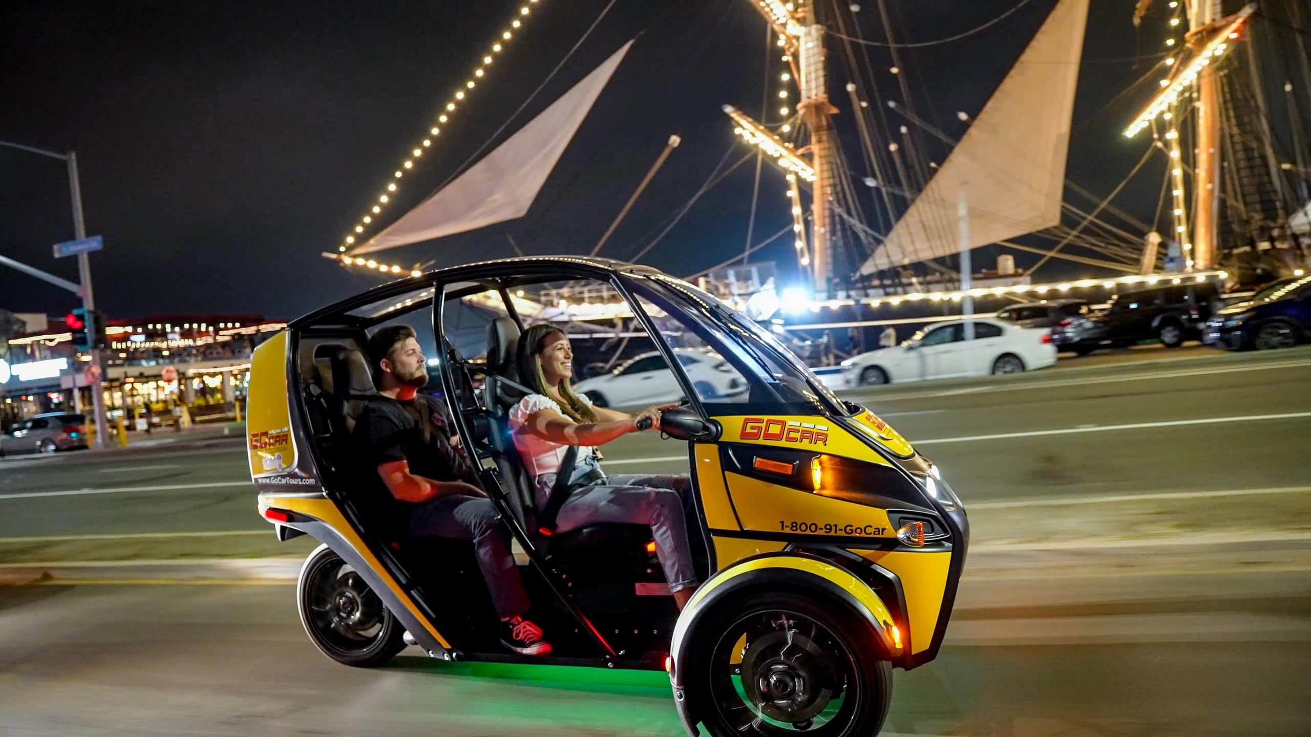 GoCar After Dark - 2 hr. Gaslamp and Balboa Park Tour
