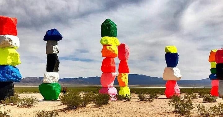 California Mojave Desert Red Rock Canyon and Seven Magic Mountains with Ghost Town
