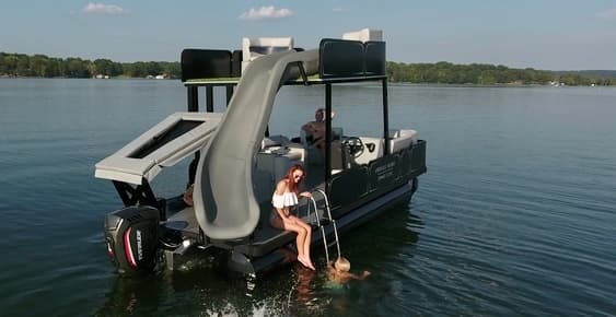 Double Decker Pontoon w/Slide, Trampoline and Paddleboard
