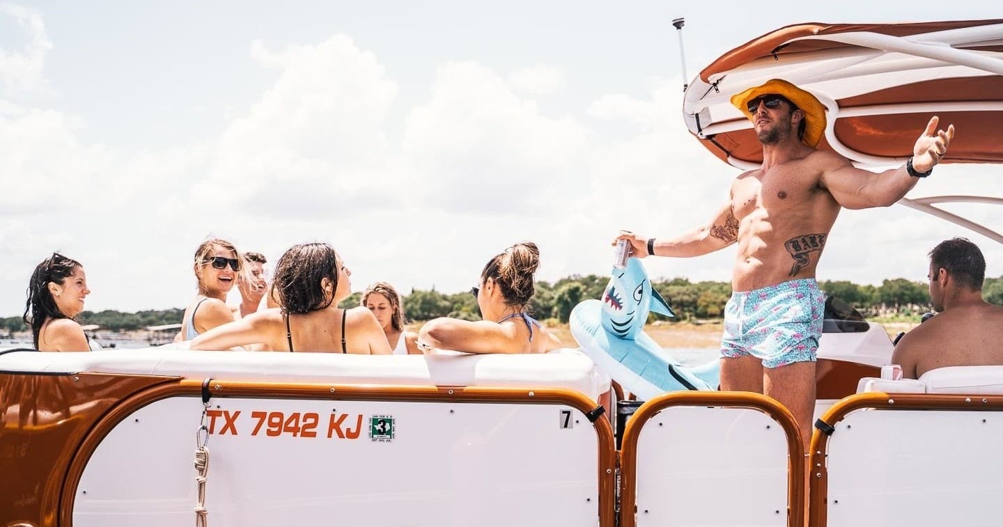 13 passenger Luxury Pontoon with Float On Captain on Lake Travis