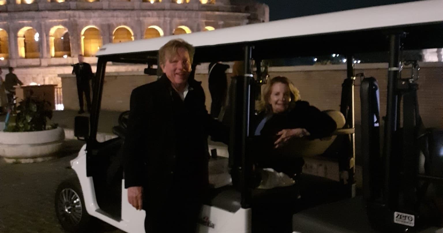 Rome: Private Golf Cart Nighttime Sightseeing Tour with Aperitivo