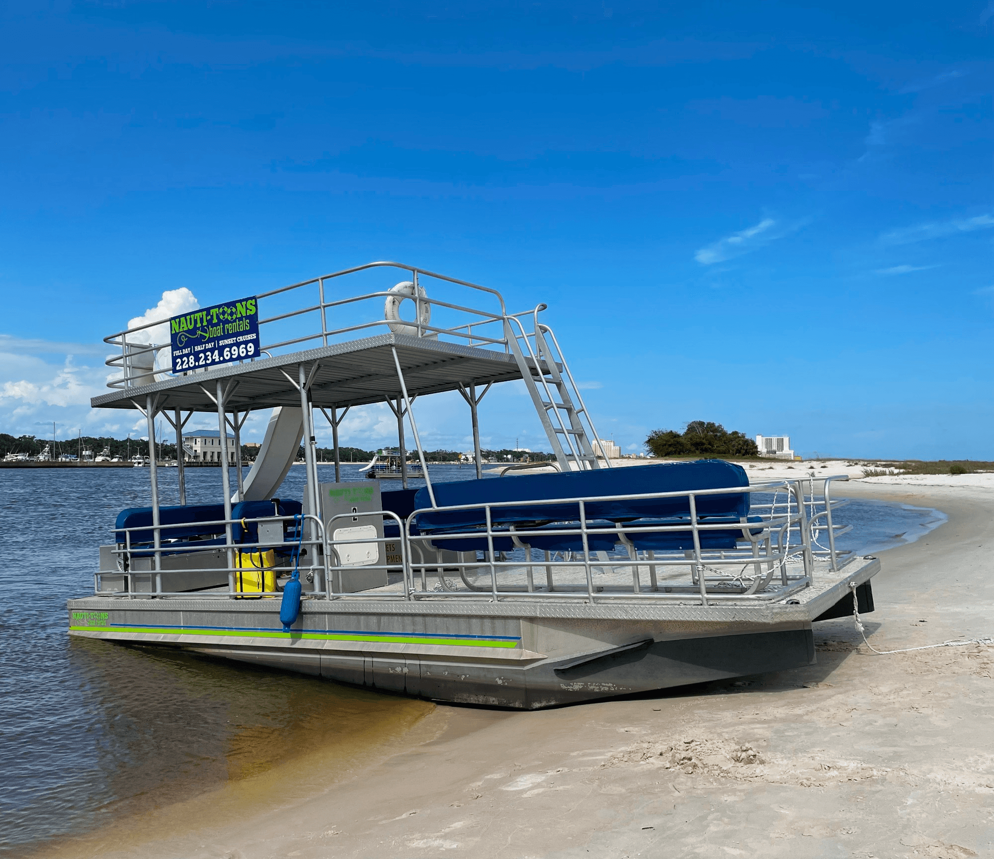 Double Decker Party Barge with Slide!