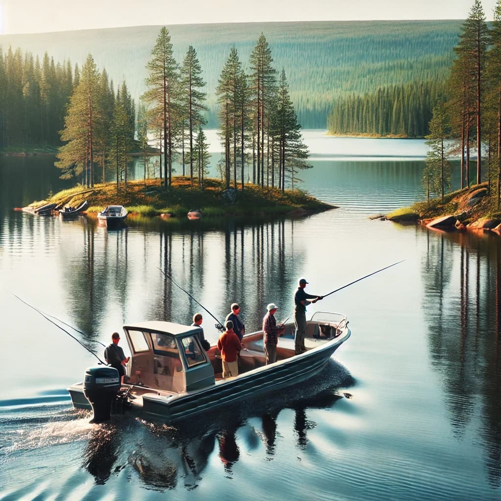 Boat Fishing trip in Inari lake