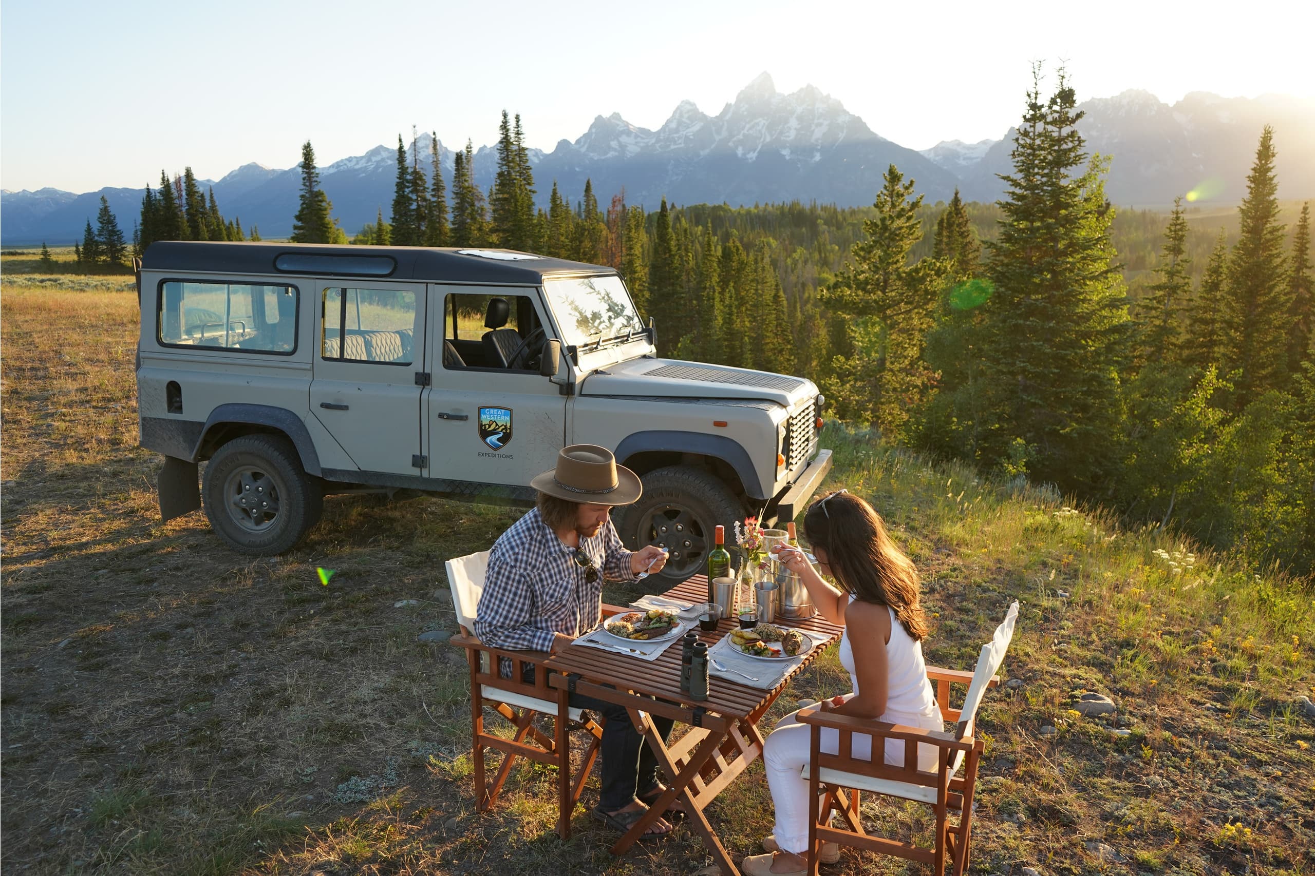 Private Sunset Wildlife Dinner Safari departs from Jackson WY