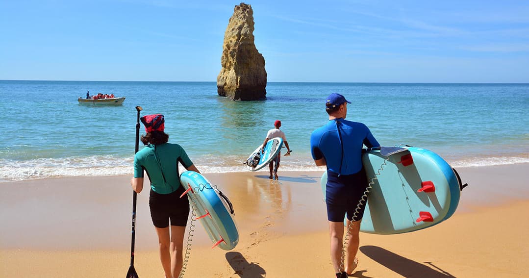 Paddleboarding Benagil caves at Sunrise, Xplore Algarve secrets