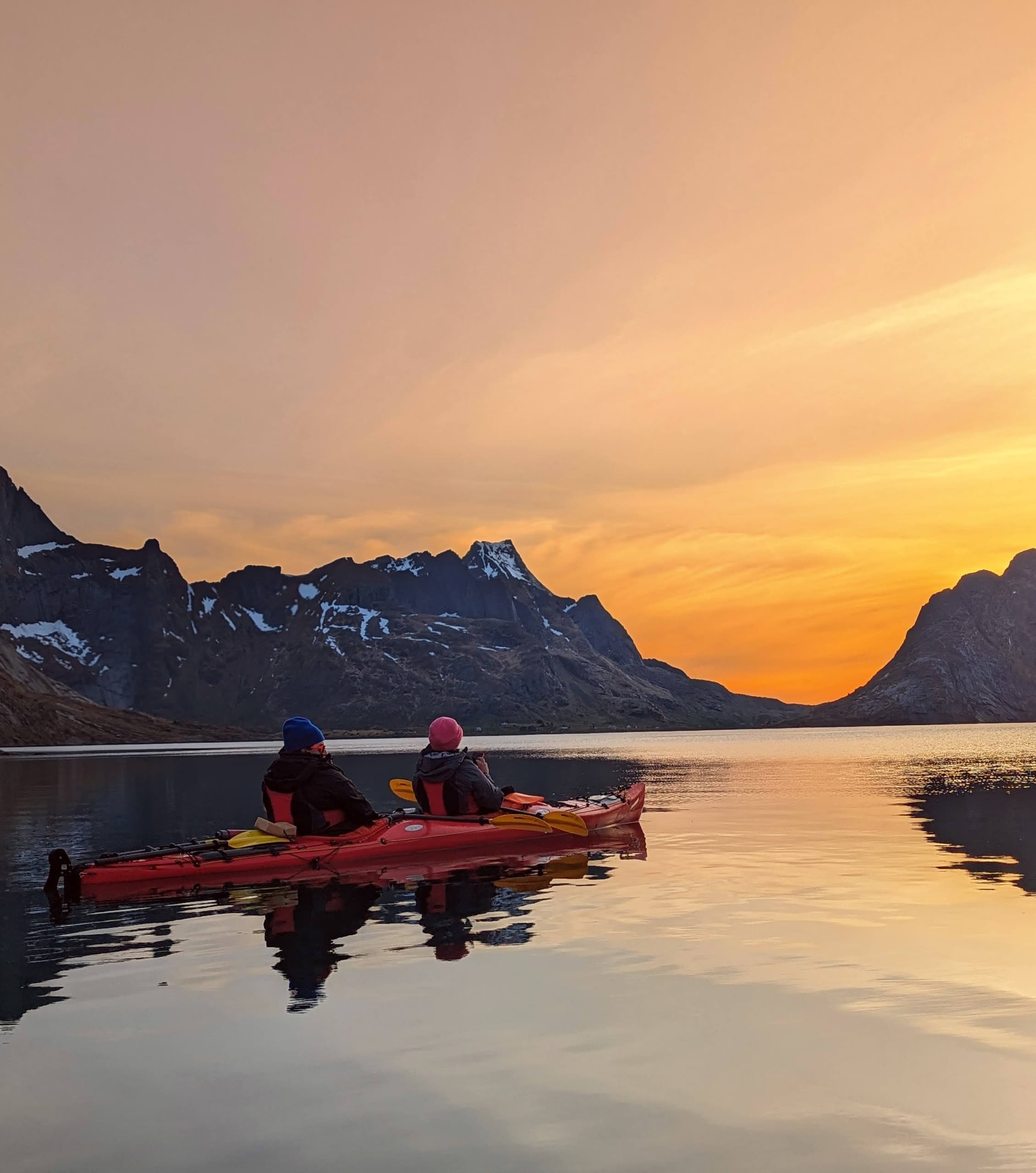 Golden hour in Reine Fjord by kayak