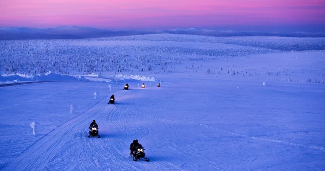 Aurora Hunting with Snowmobile