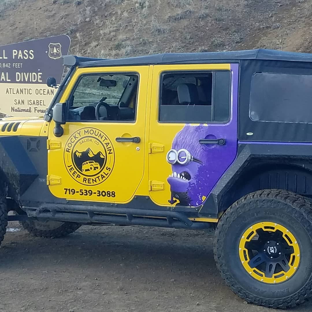 Yellow 4 Door JKU Modified Wrangler - Monster Minion""
