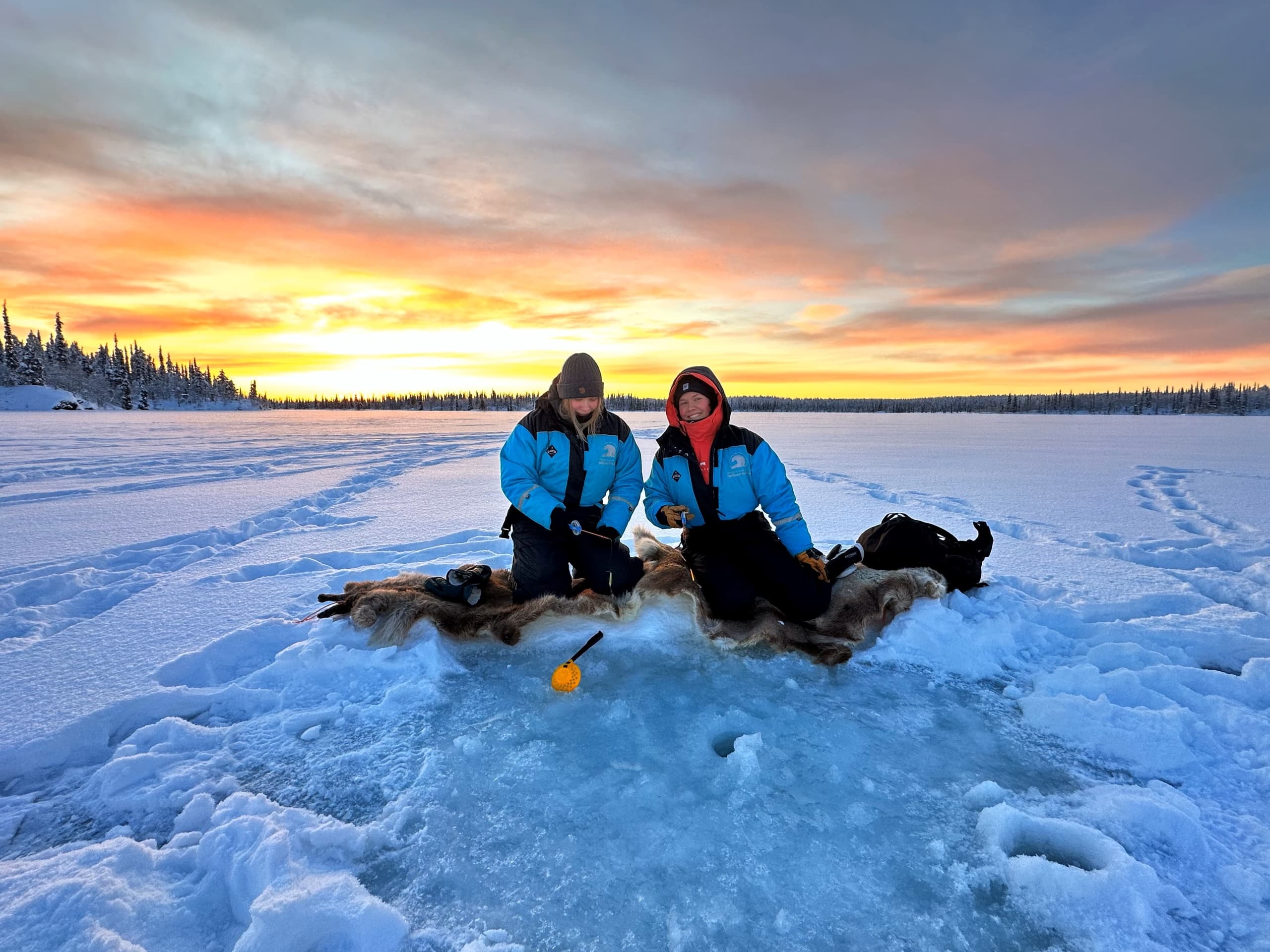 Ice Fishing Trip by Snowmobile Sleigh