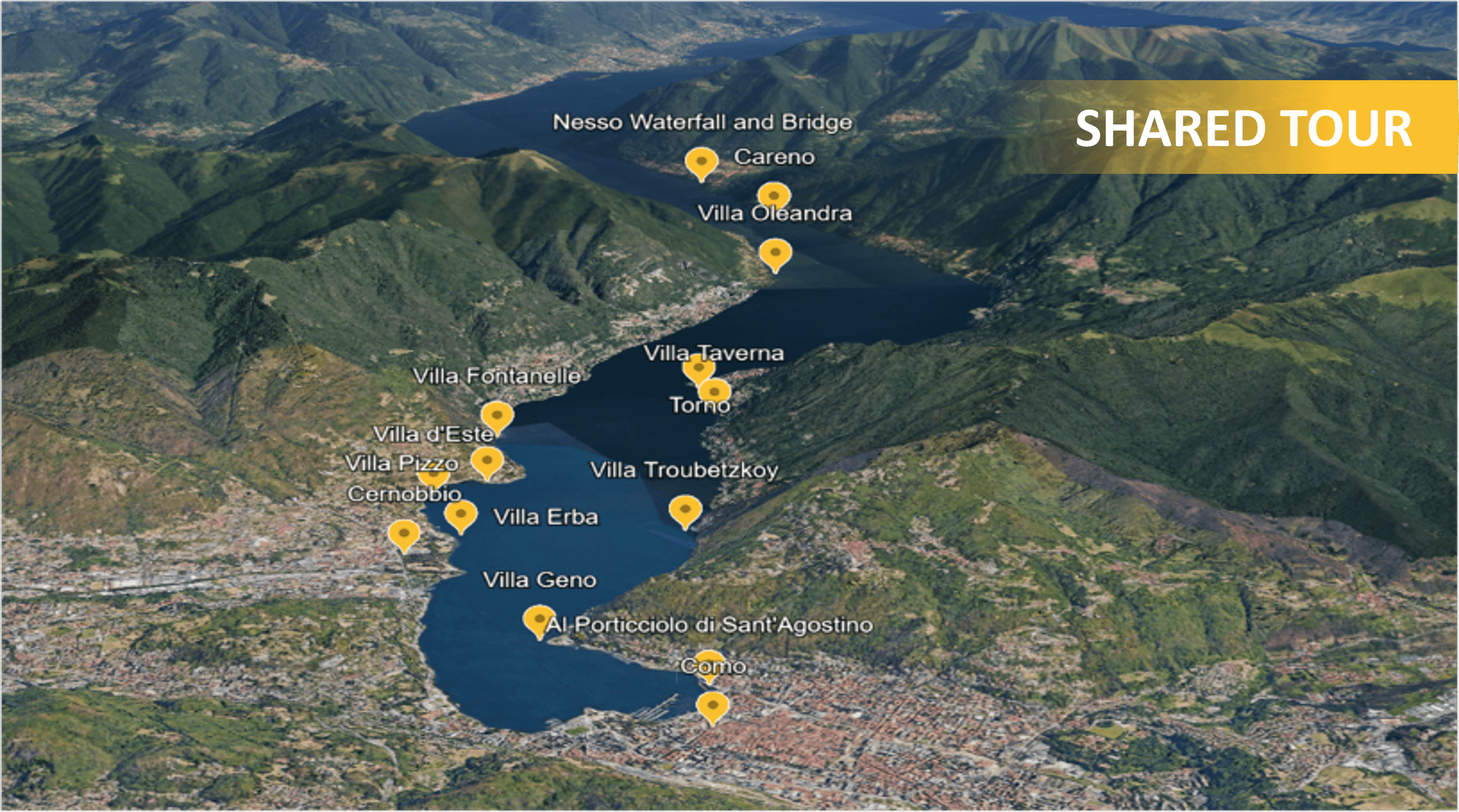 SHARED 2 hours Tour - Villas and Waterfalls of the Como Lake