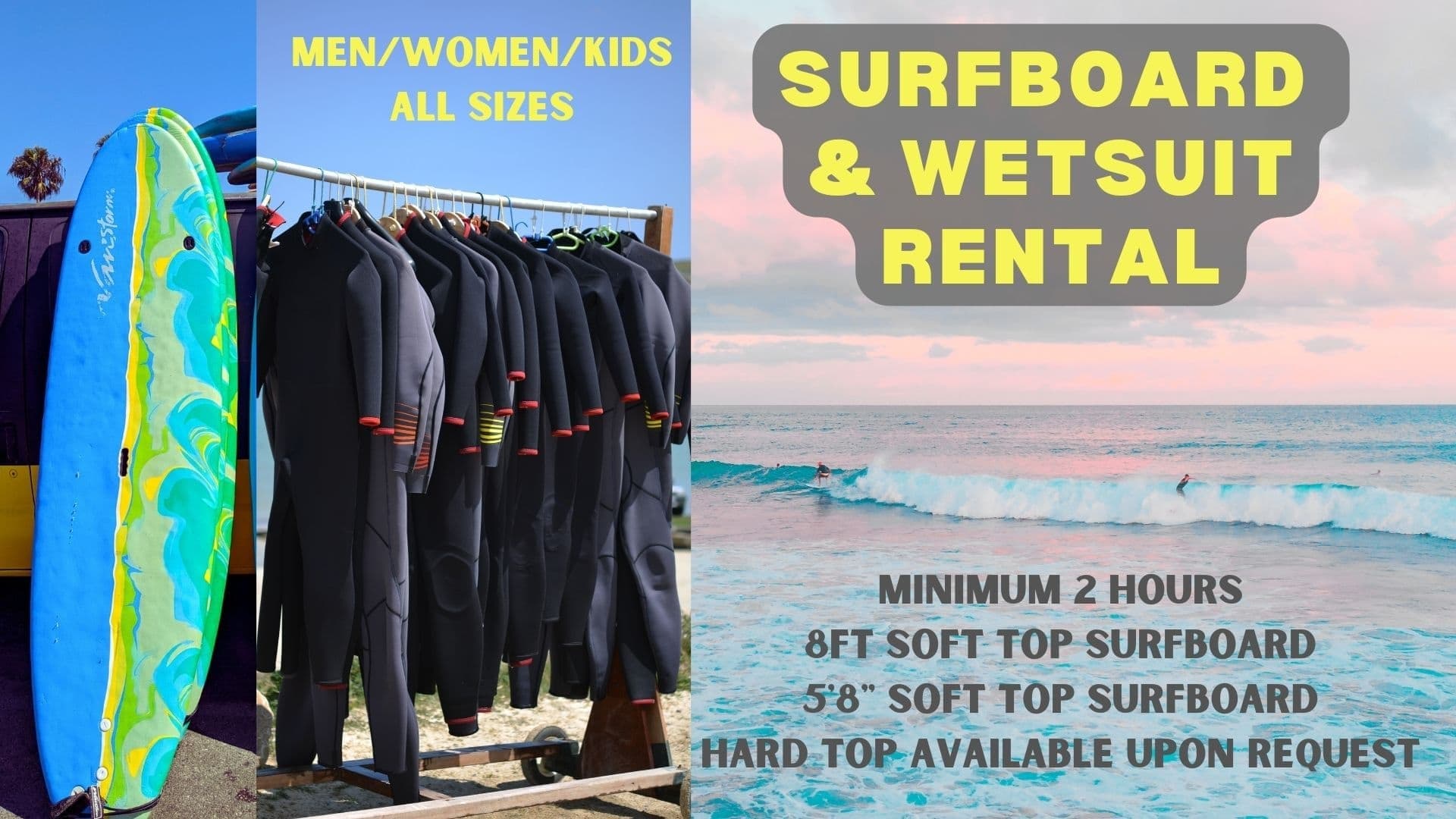 Surfboard + Wetsuit Combo Rental