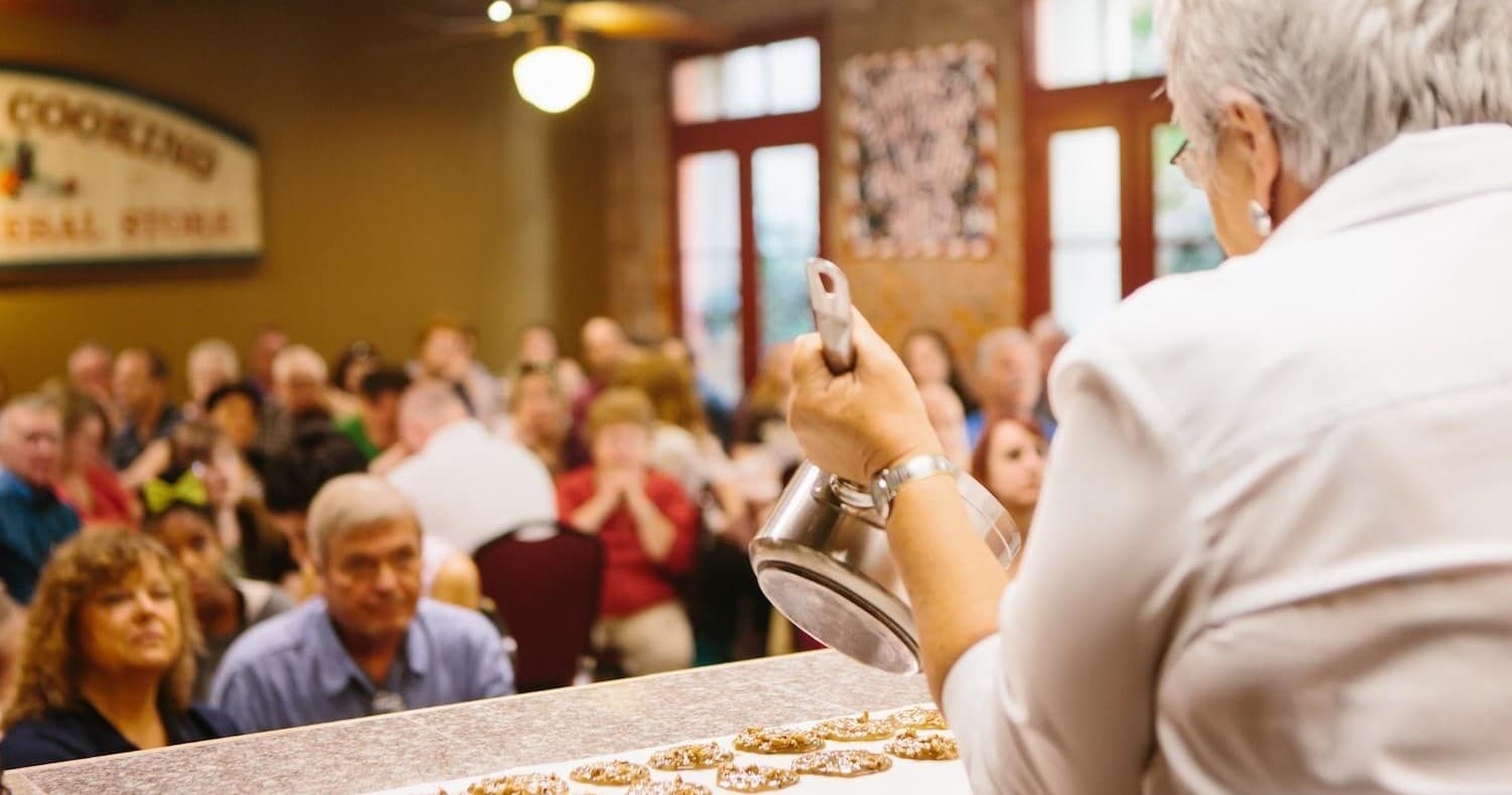 Demo: Corn & Crab Bisque, Shrimp Creole, Bananas Foster, Pralines, and a Biscuit with Molasses