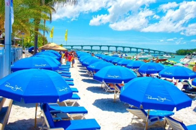 Chairs, Umbrella, and Tables