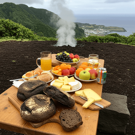 Breakfast with vulcano bread