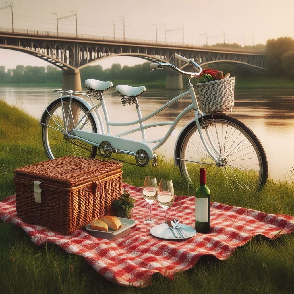Tandem with picnic basket