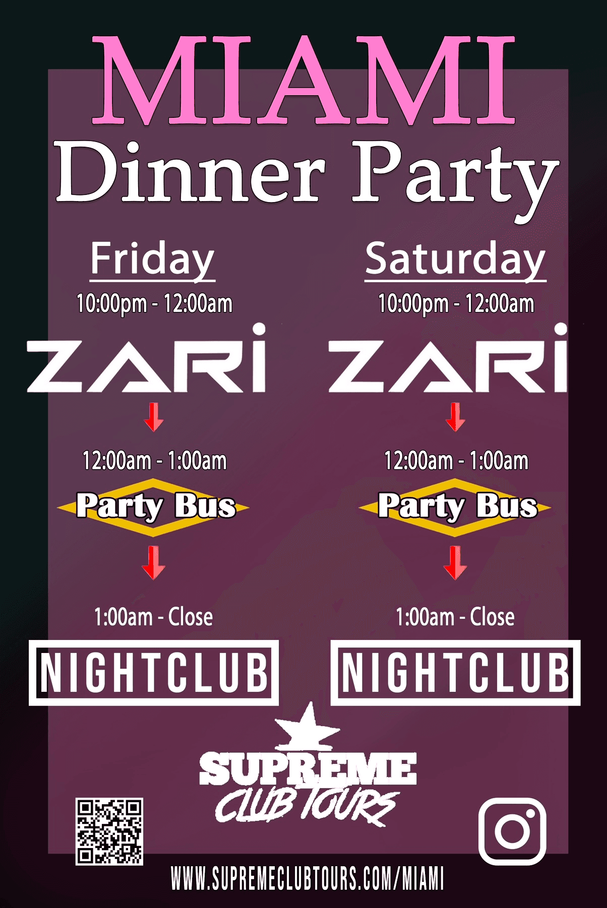 Miami Dinner Party with Nightclub Experience