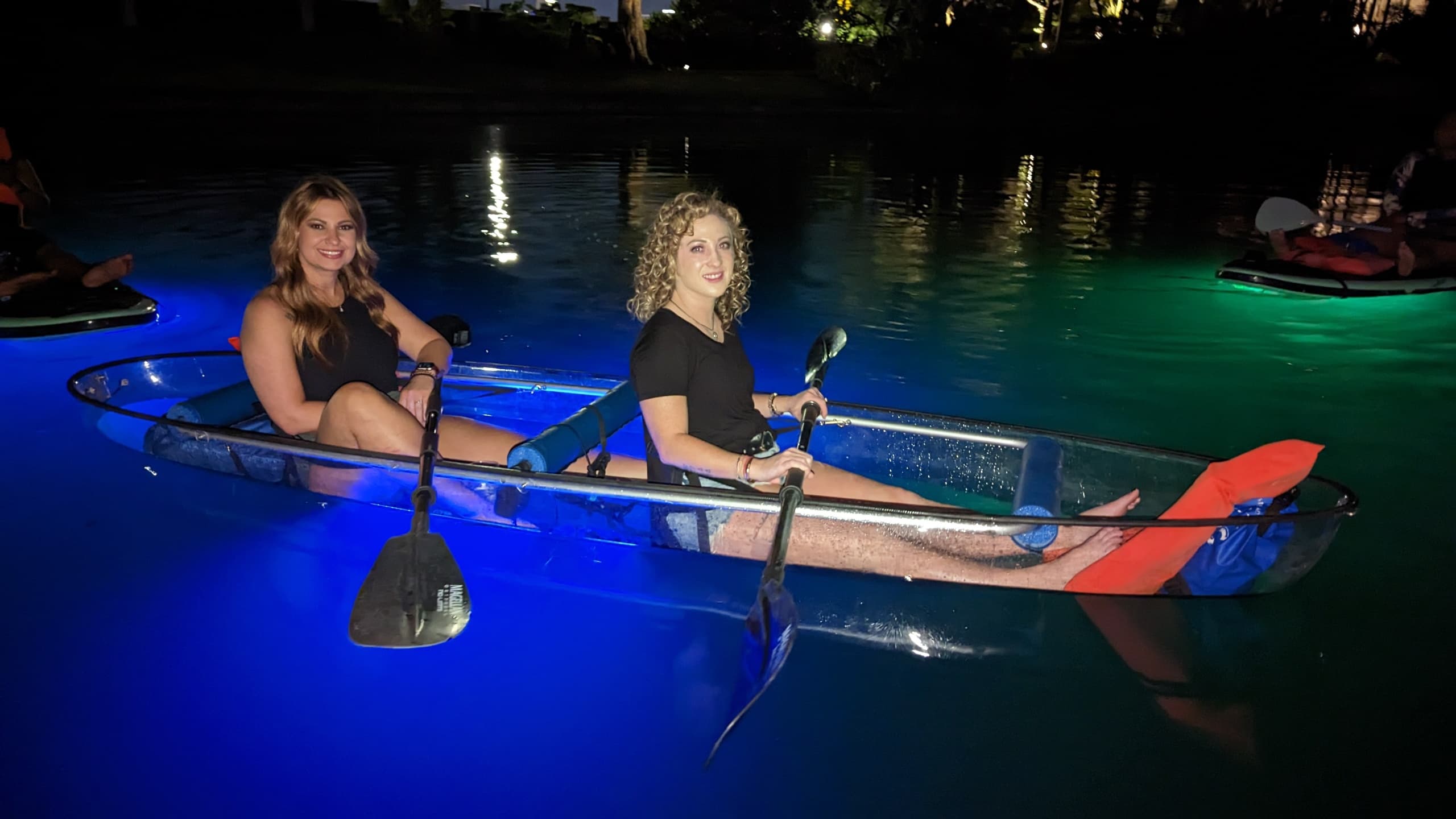 LED Glow in the Dark Clear Kayak or Clear Paddleboard in Urban Paradise​