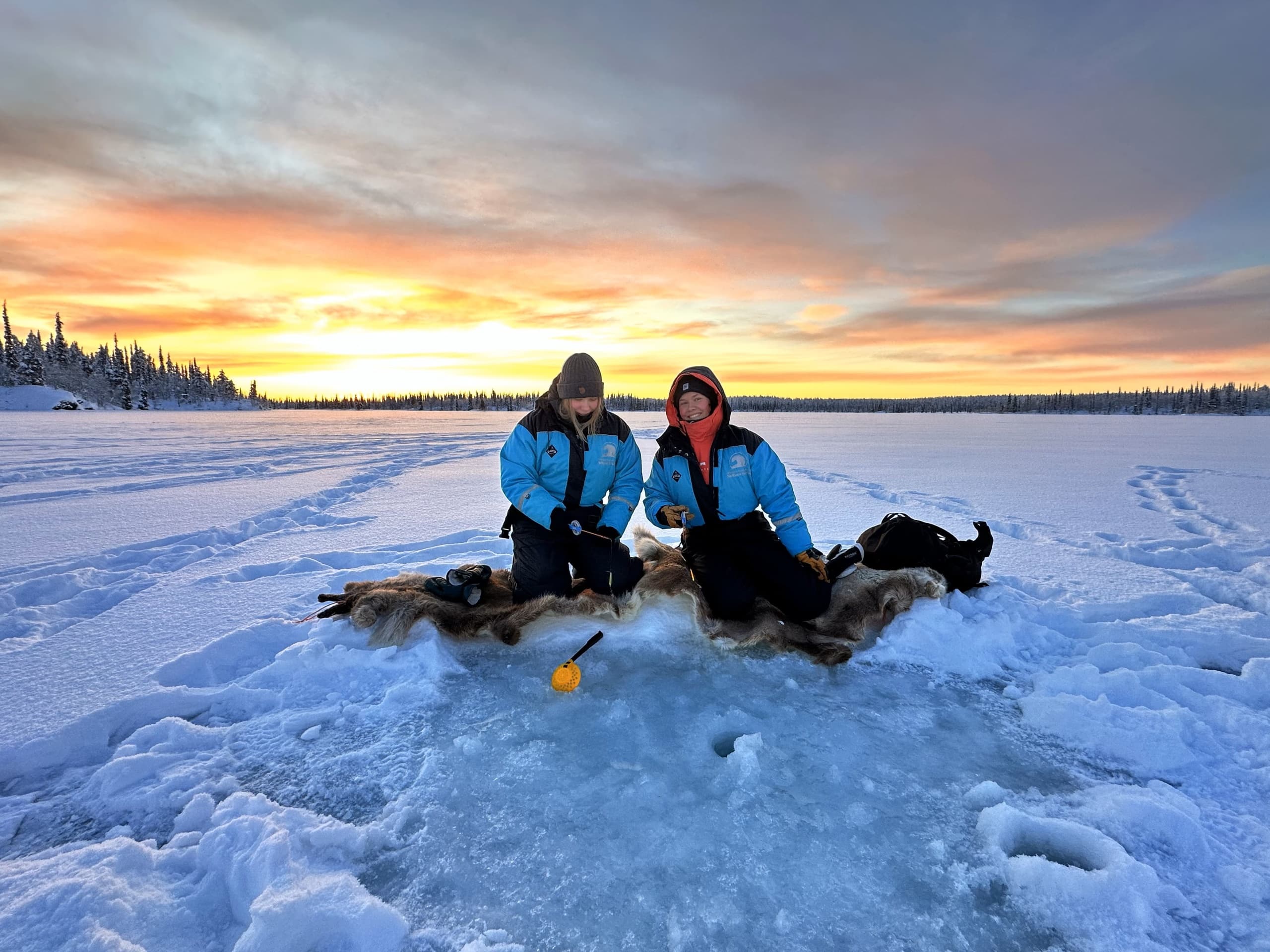 Ice Fishing Trip by Snowmobile Sleigh